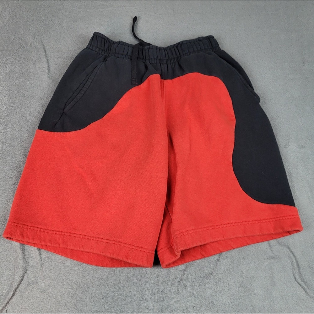 Nike Dri-Fit Sweat Shorts Mens Small Red Black Baggy Drawstring Midweight Pocket